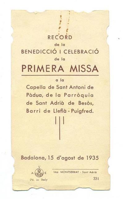 1935 Record primera missa