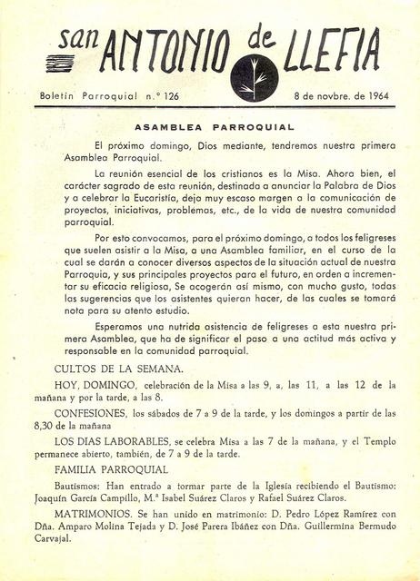 1964 Boletin parroquial nÃºm 126