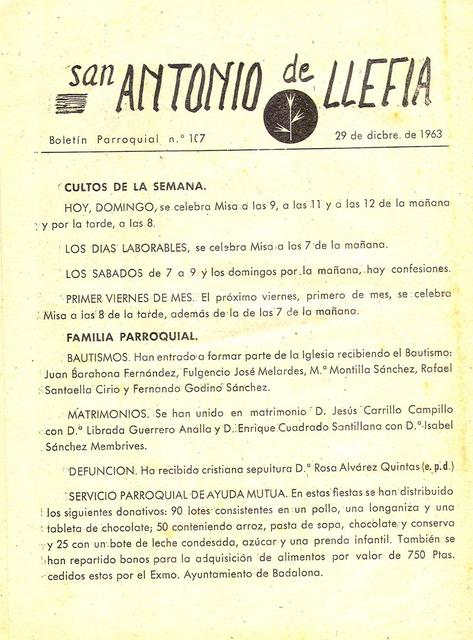 1963 Boletin parroquial nÃºm 107