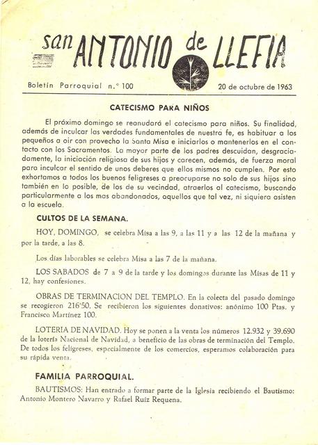 1963 Boletin parroquial nÃºm 100