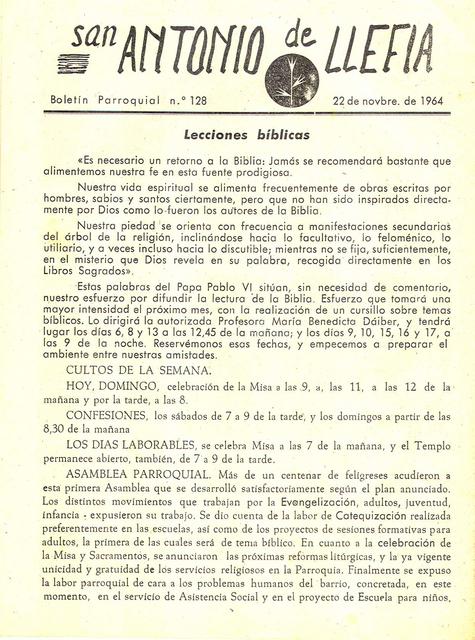 1964 Boletin parroquial nÃºm 128