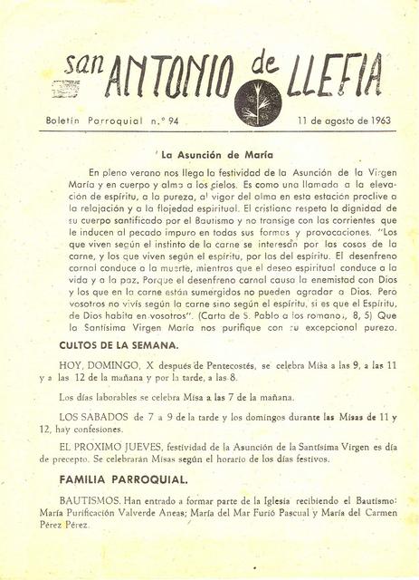 1963 Boletin parroquial nÃºm 94