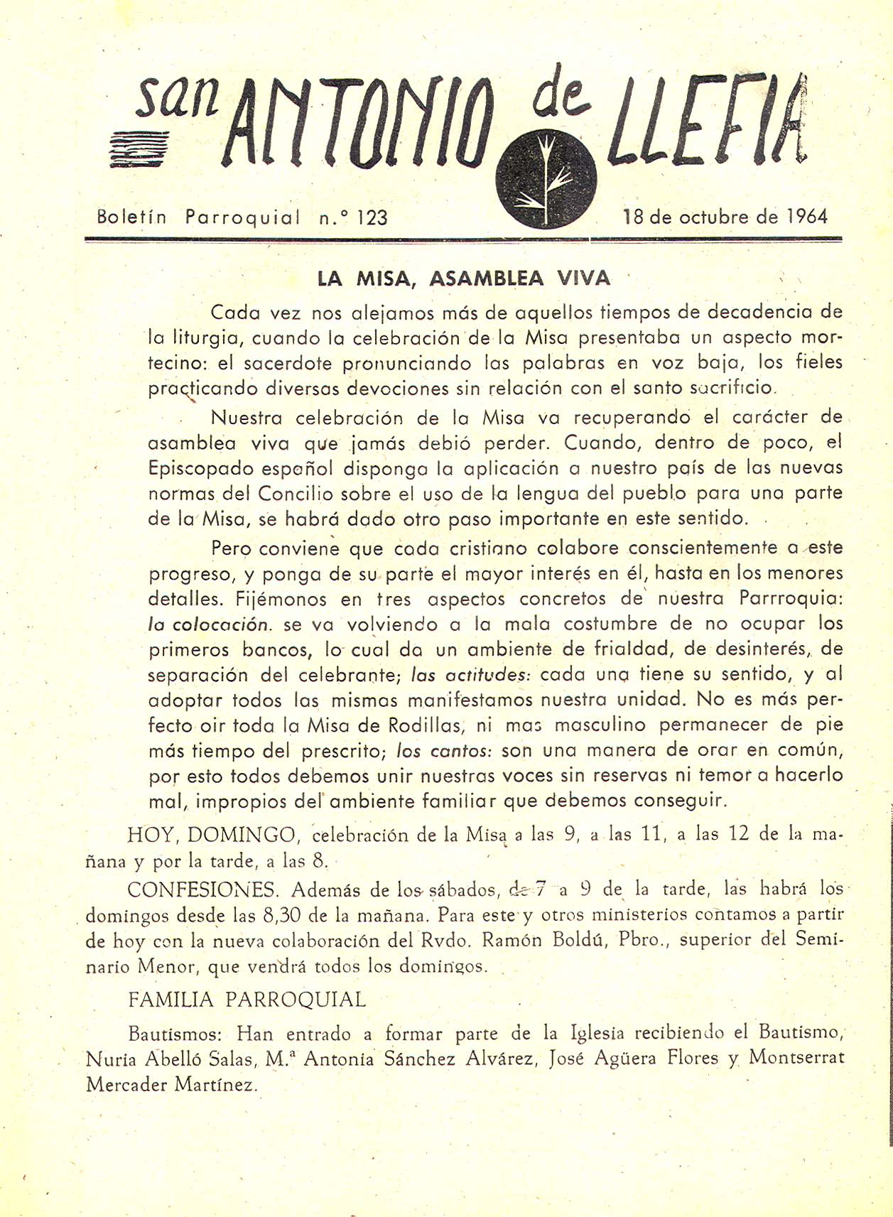 1964 Boletin parroquial nÃºm 123