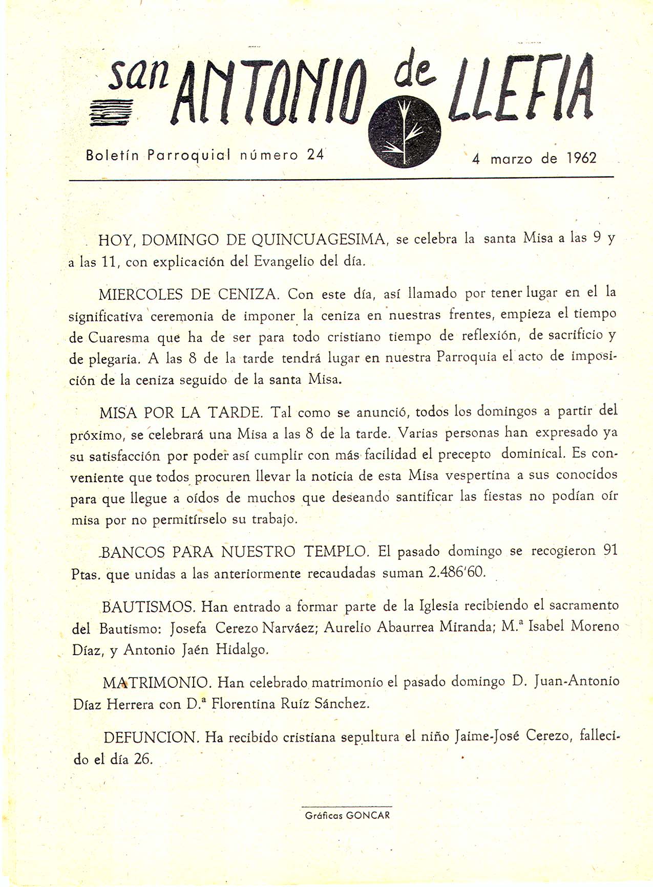 1962 Boletin parroquial nÃºm 24