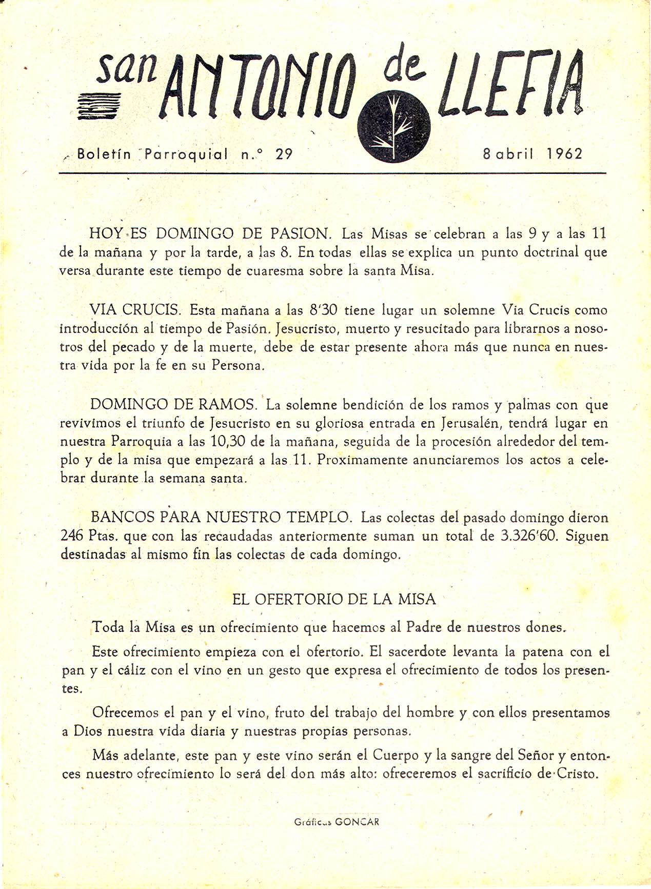 1962 Boletin parroquial nÃºm 29