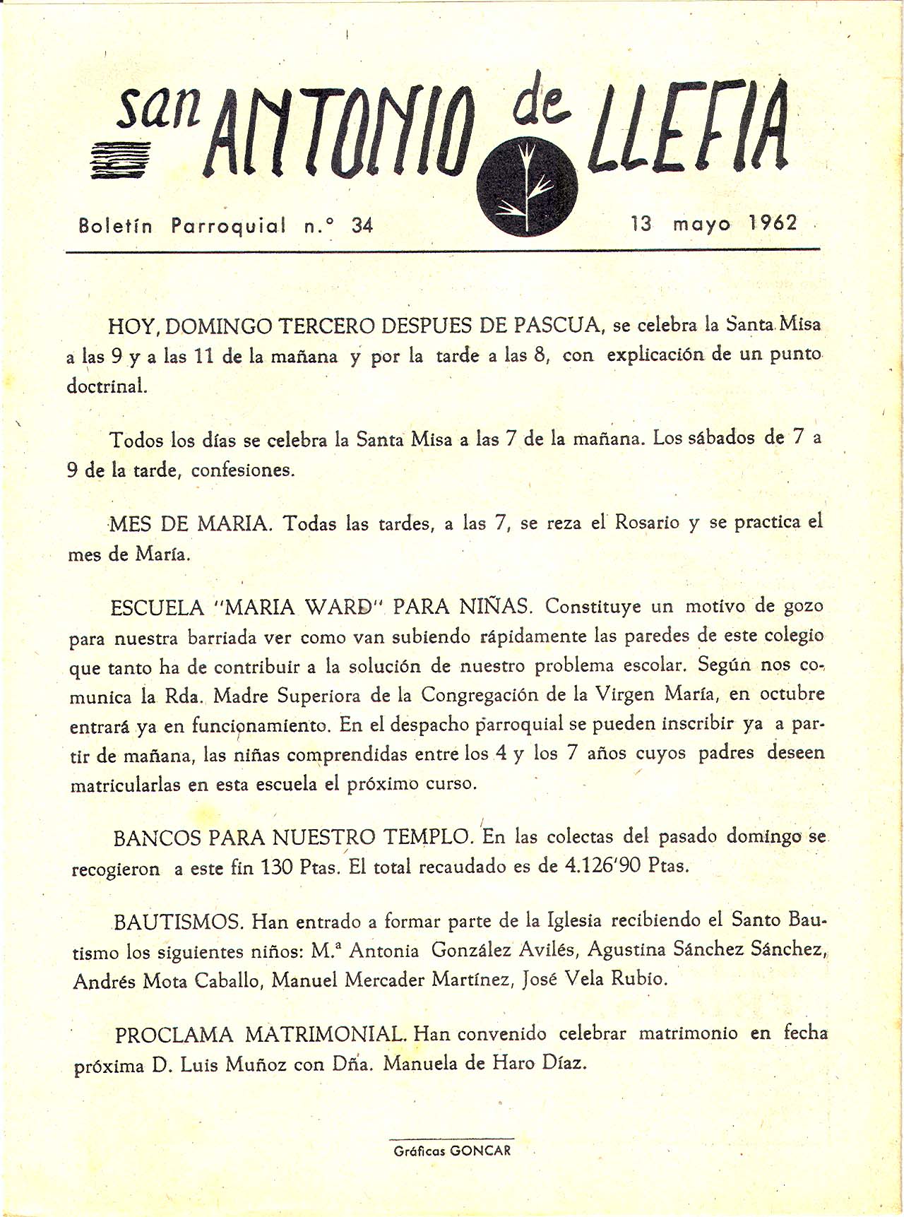 1962 Boletin parroquial nÃºm 34