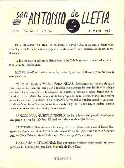 1962 Boletin parroquial nÃºm 34