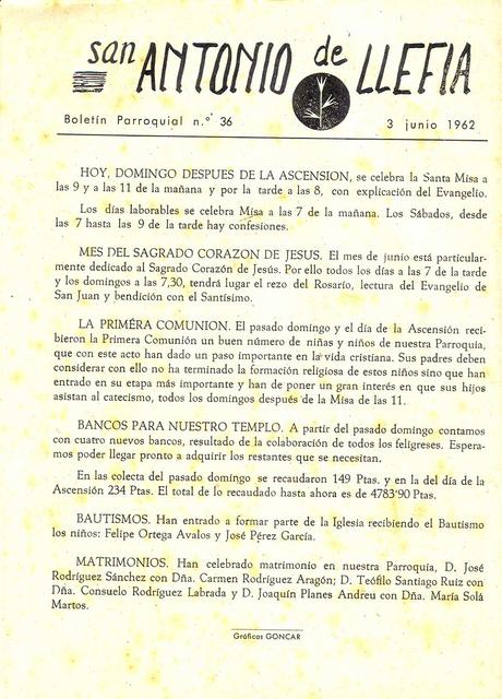 1962 Boletin parroquial nÃºm 36