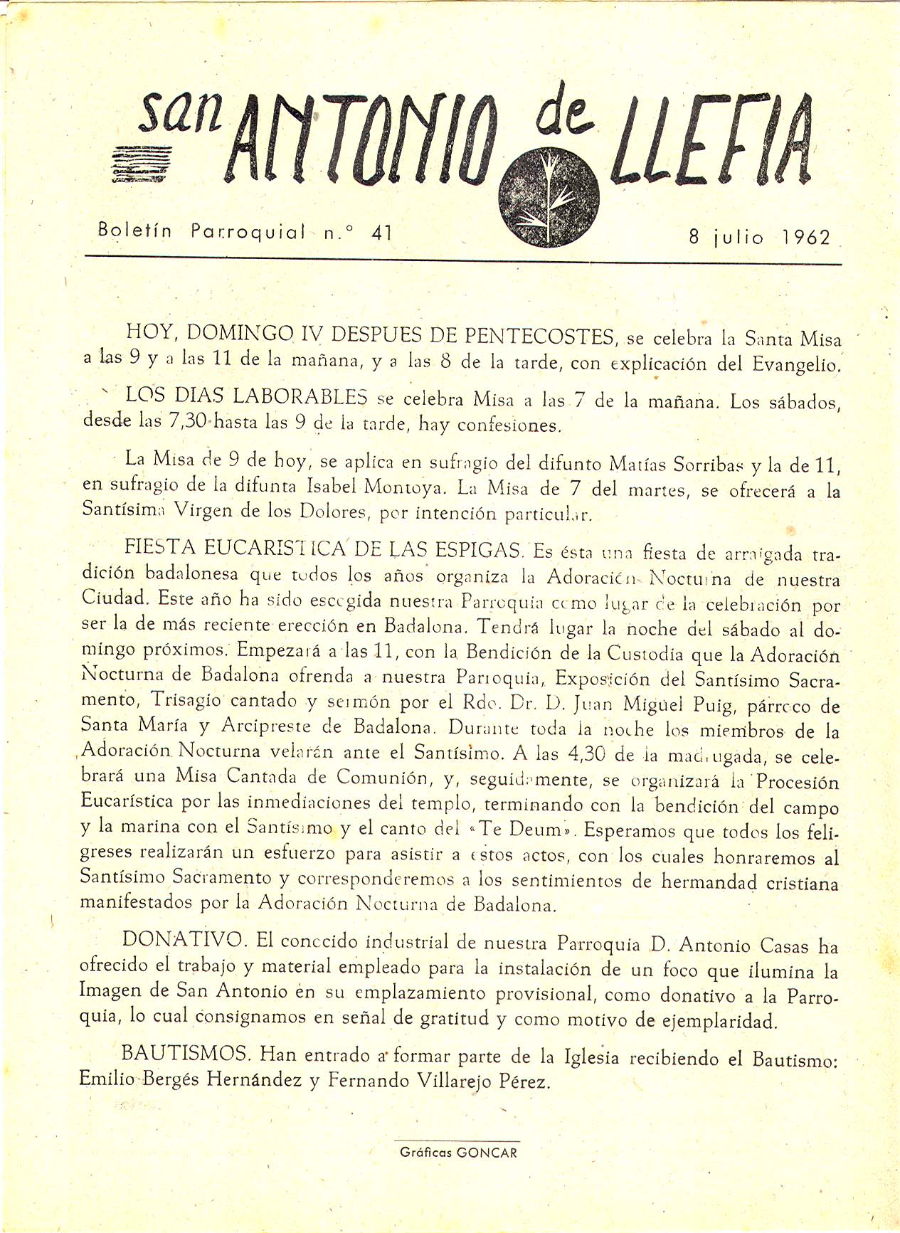 1962 Boletin parroquial nÃºm 41