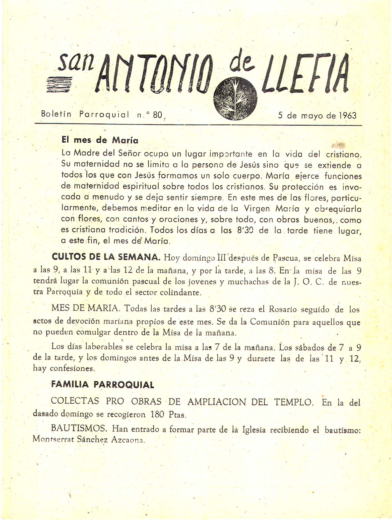 1963 Boletin parroquial nÃºm 80