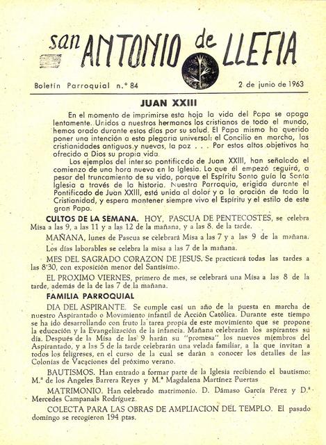 1963 Boletin parroquial nÃºm 84