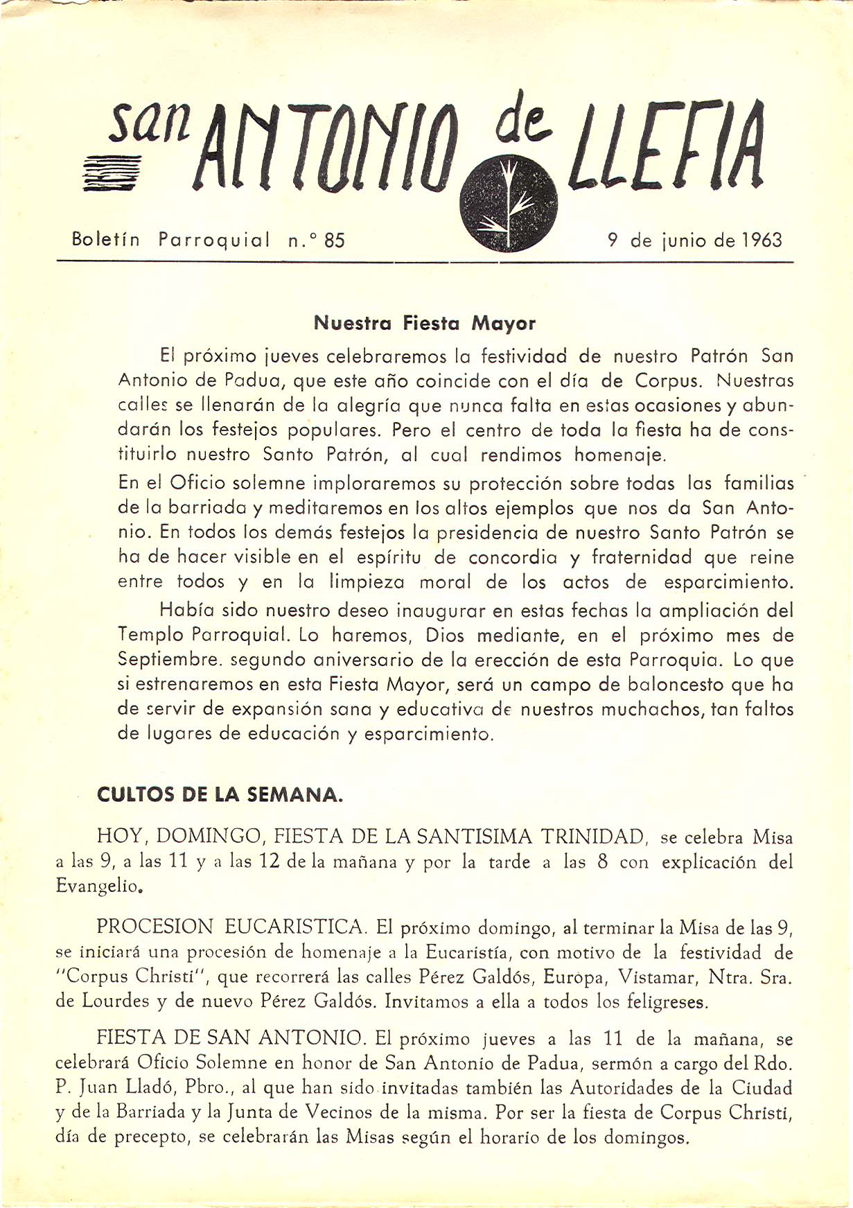 1963 Boletin parroquial nÃºm 85