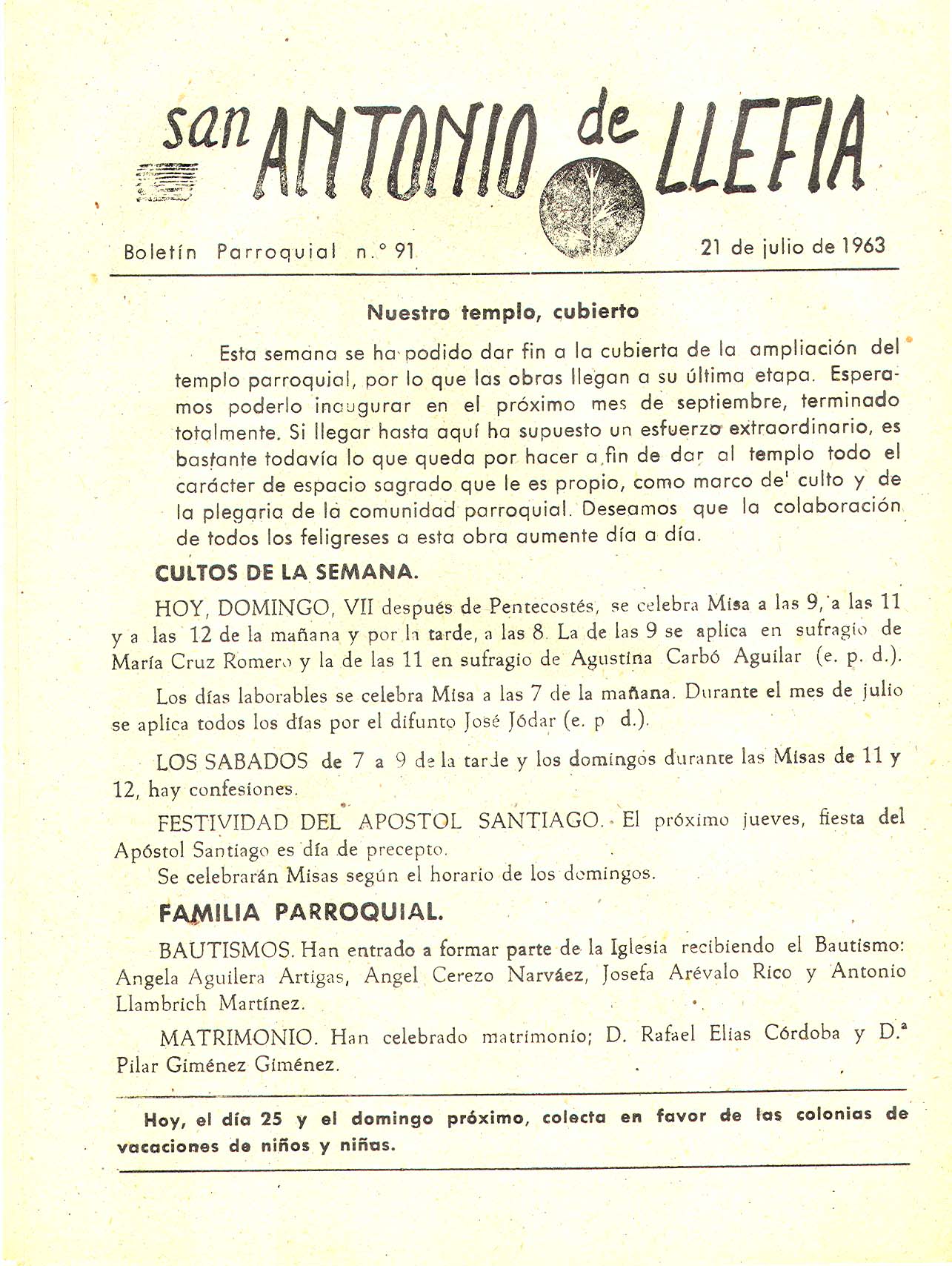 1963 Boletin parroquial nÃºm 91