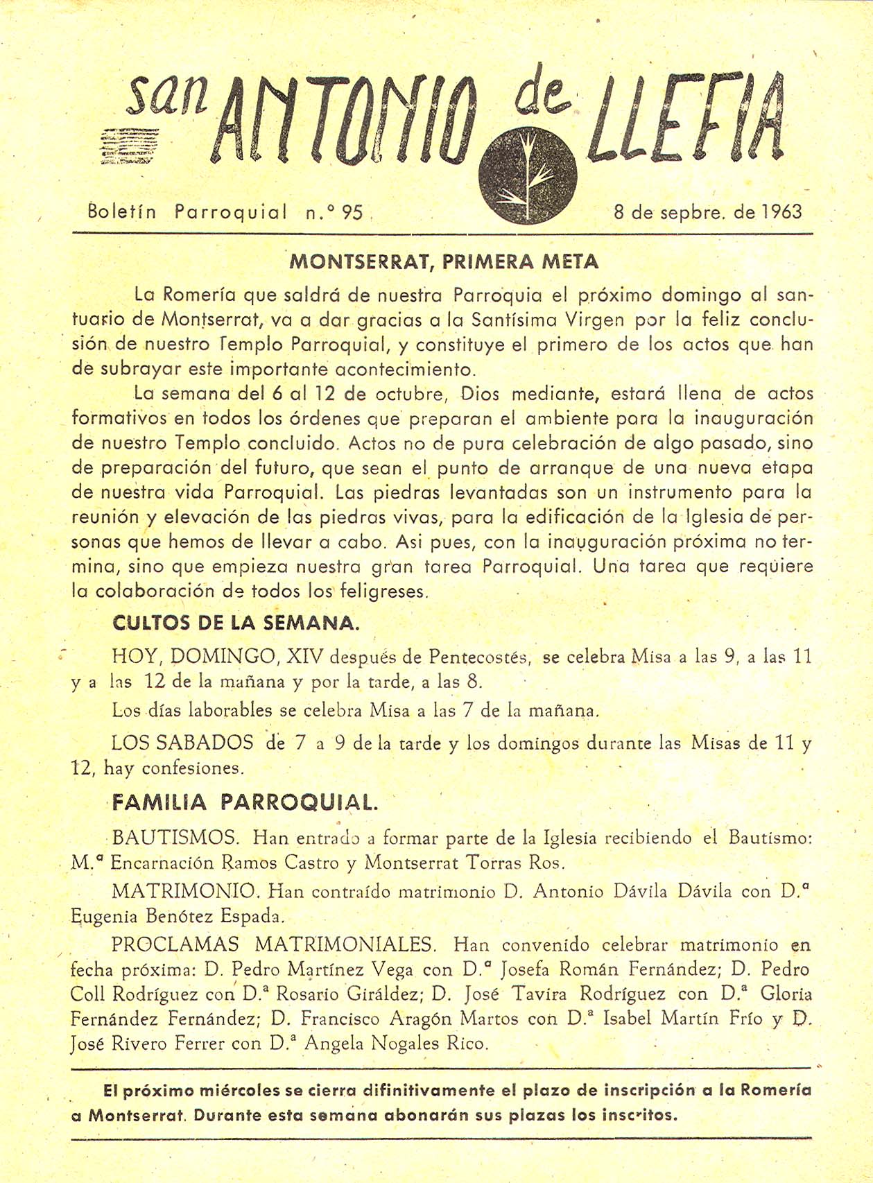 1963 Boletin parroquial nÃºm 95