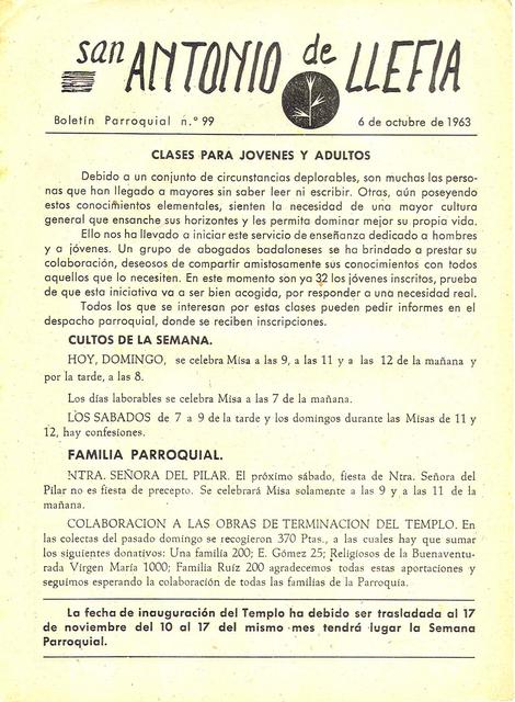 1963 Boletin parroquial nÃºm 99