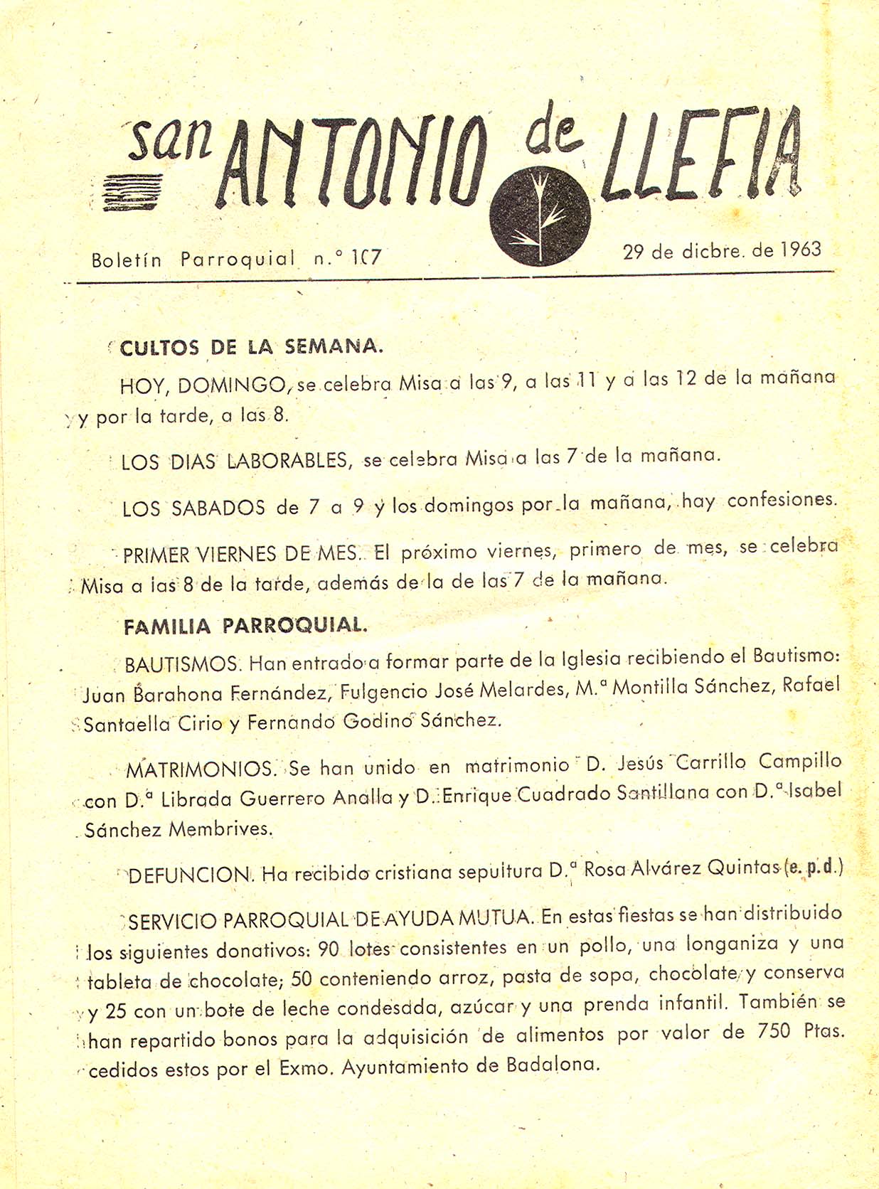 1963 Boletin parroquial nÃºm 107