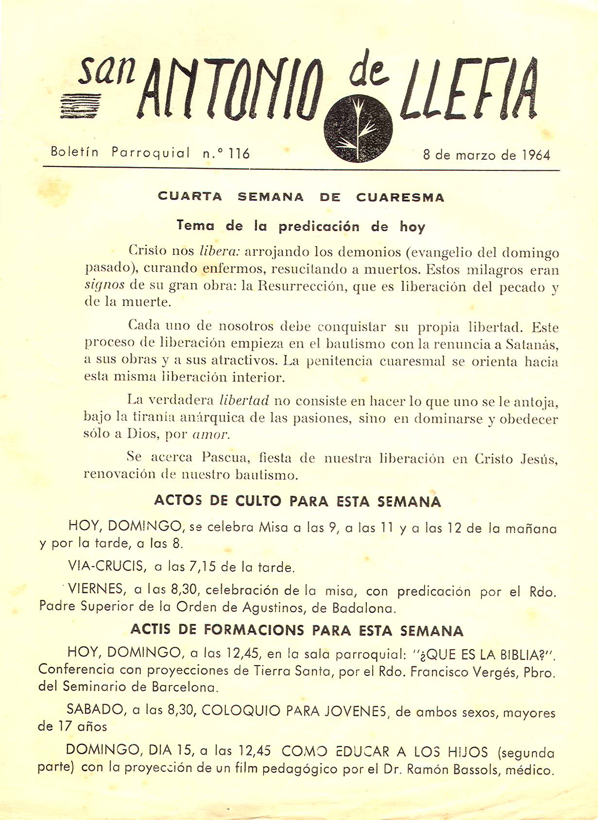 1964 Boletin parroquial nÃºm 116