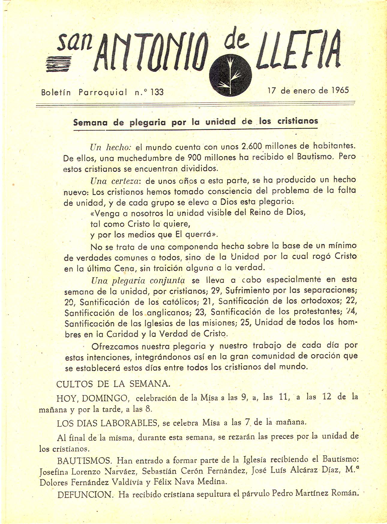 1965 Boletin parroquial nÃºm 133