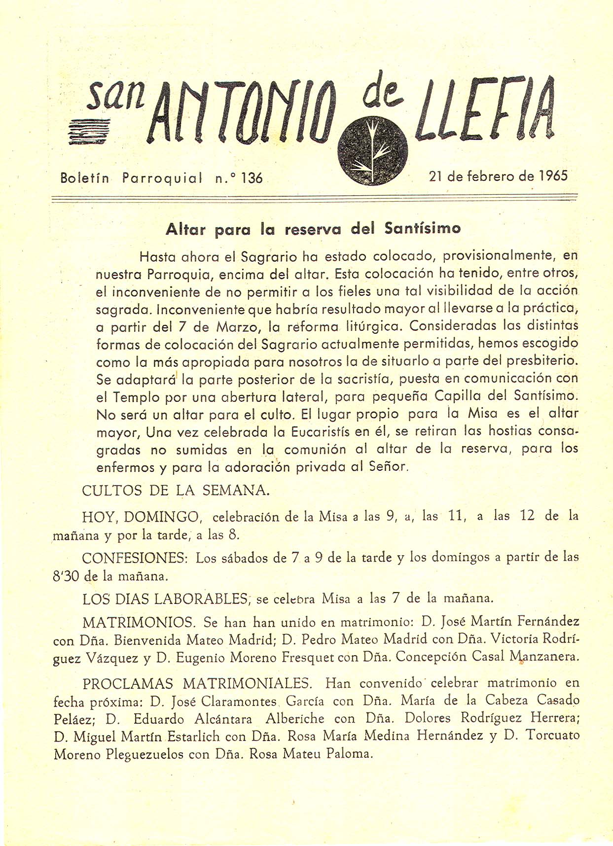 1965 Boletin parroquial nÃºm 136