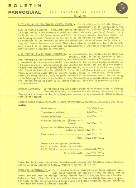 1966 Boletin parroquial 30 enero